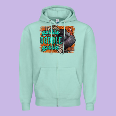 Thanksgiving Turkey Gobble Gobble Zipper Hoodie Designed By Nancycooperartshop