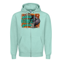 Seafoam Thanksgiving Turkey Gobble Gobble Zipper Hoodie - NancyCooperArtShop