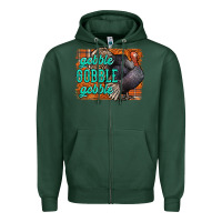 Sports Green Thanksgiving Turkey Gobble Gobble Zipper Hoodie - NancyCooperArtShop
