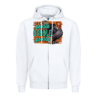 White Thanksgiving Turkey Gobble Gobble Zipper Hoodie - NancyCooperArtShop