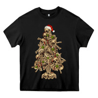 Black Skeleton Christmas Tree Heavy Core Tee - RanaPortraitStore