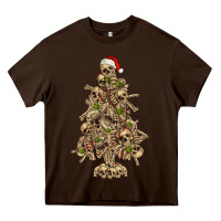 Chocolate Brown Skeleton Christmas Tree Heavy Core Tee - RanaPortraitStore