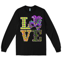 Black mardi gras love mask Long Sleeve Tee - BarkalooDesign