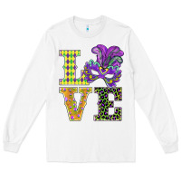 White mardi gras love mask Long Sleeve Tee - BarkalooDesign