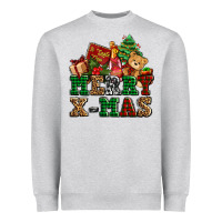 Heather Grey merry xmas with christmas Heavyweight Sweatshirt - AdoDesignShop