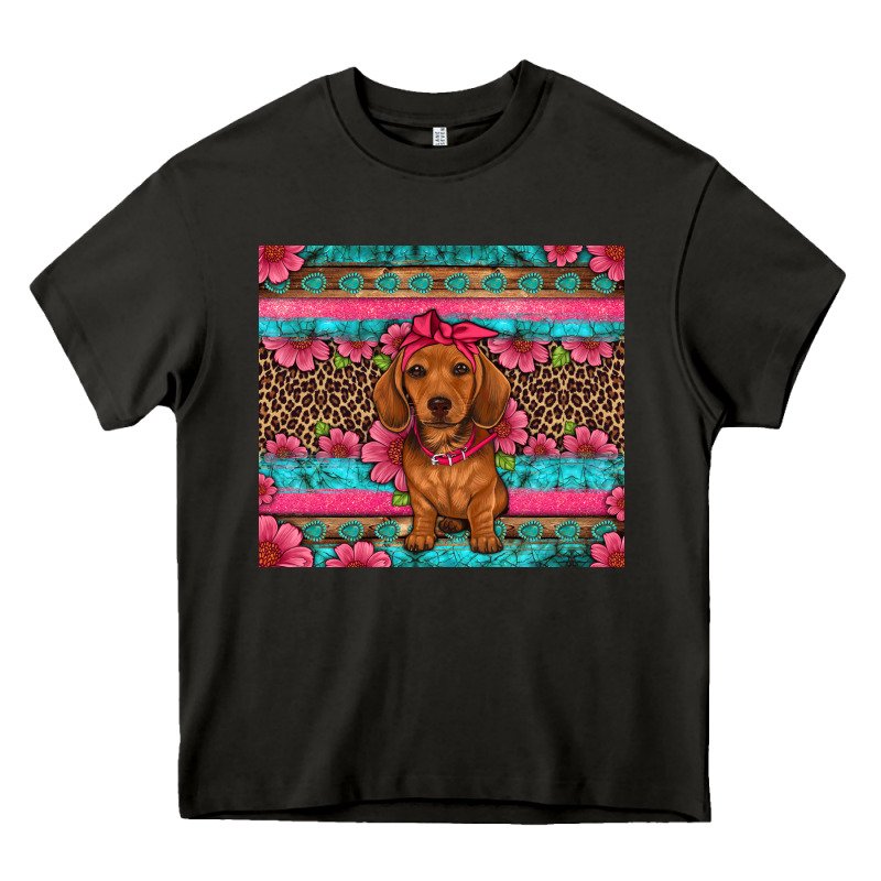Dachshund Puppy Floral Heavy Core Tee by Artiststas | Teevron