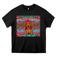 Black dachshund puppy floral Heavy Core Tee - Artiststas