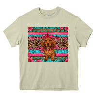 Mossy dachshund puppy floral Heavy Core Tee - Artiststas