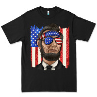 Black American flag with lincoln Premium Tee - texasbilliewilder