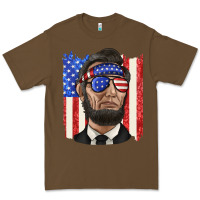 Cacao American flag with lincoln Premium Tee - texasbilliewilder