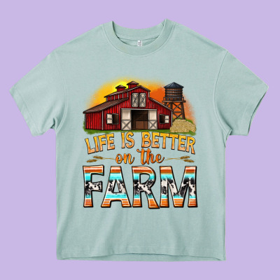 Life Is Better On The Farm With Barn Heavy Core Tee Designed By Texasbilliewilder