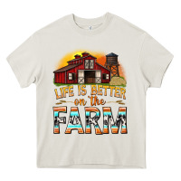 Cream life is better on the farm with barn Heavy Core Tee - texasbilliewilder