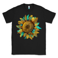 Black sunflower with leopard and turquoise Classic Tee - Artiststas