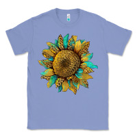 Colony Blue sunflower with leopard and turquoise Classic Tee - Artiststas