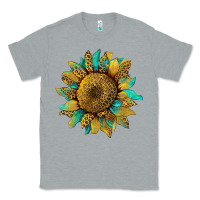 Heather Grey sunflower with leopard and turquoise Classic Tee - Artiststas