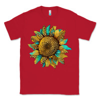 Red sunflower with leopard and turquoise Classic Tee - Artiststas