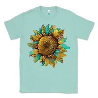 Seafoam sunflower with leopard and turquoise Classic Tee - Artiststas