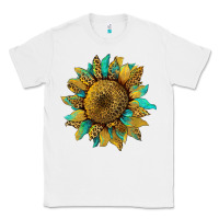 White sunflower with leopard and turquoise Classic Tee - Artiststas