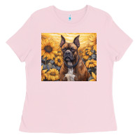 Bubblegum Pink boxer dog Ladies Tee - Unal Design