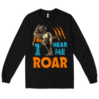 Black i'm one hear me roar dinosaur birthday Long Sleeve Tee - LillyAllenDesigns