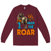 Burgundy i'm one hear me roar dinosaur birthday Long Sleeve Tee - LillyAllenDesigns