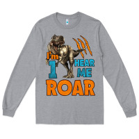 Heather Grey i'm one hear me roar dinosaur birthday Long Sleeve Tee - LillyAllenDesigns