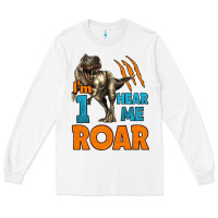 White i'm one hear me roar dinosaur birthday Long Sleeve Tee - LillyAllenDesigns