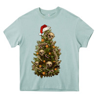 Skeleton Merry Christmas Tree Heavy Core Tee | Teevron