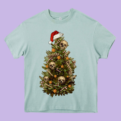 Heavy Core Tee Skeleton merry christmas tree