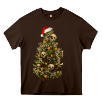 Chocolate Brown Skeleton merry christmas tree Heavy Core Tee - RanaPortraitStore