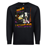 Black Moo I Mean Boo Holstein Cow Premium Sweatshirt - LillyAllenDesigns