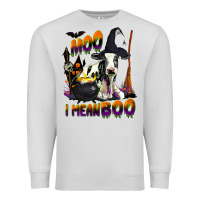 Dove Grey Moo I Mean Boo Holstein Cow Premium Sweatshirt - LillyAllenDesigns