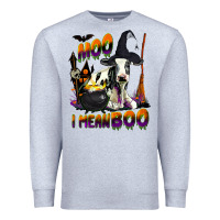 Heather Grey Moo I Mean Boo Holstein Cow Premium Sweatshirt - LillyAllenDesigns