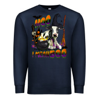 Navy Moo I Mean Boo Holstein Cow Premium Sweatshirt - LillyAllenDesigns