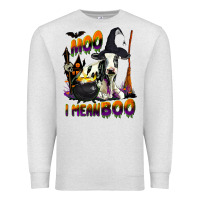 Oatmeal Heather Moo I Mean Boo Holstein Cow Premium Sweatshirt - LillyAllenDesigns