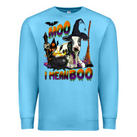 Ocean Blue Moo I Mean Boo Holstein Cow Premium Sweatshirt - LillyAllenDesigns