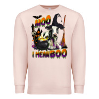 Pale Pink Moo I Mean Boo Holstein Cow Premium Sweatshirt - LillyAllenDesigns