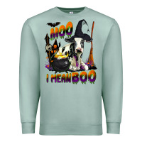 Seafoam Moo I Mean Boo Holstein Cow Premium Sweatshirt - LillyAllenDesigns