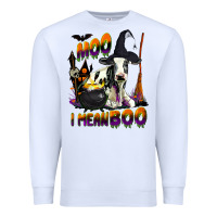 White Moo I Mean Boo Holstein Cow Premium Sweatshirt - LillyAllenDesigns