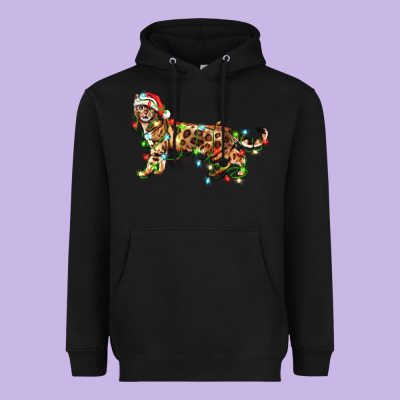 Christmas Bengal Cat Heavyweight Hoodie Designed By Lillyallendesigns