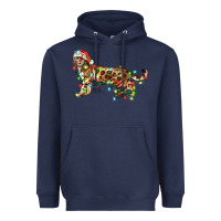 Navy christmas bengal cat Heavyweight Hoodie - LillyAllenDesigns