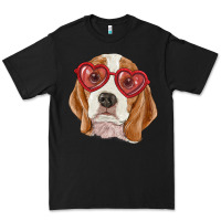 Black beagle with love glasses Premium Tee - RanaPortraitStore