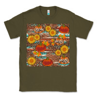 Army Green pumpkin plaid sunflower seamless min Classic Tee - AdoDesignShop