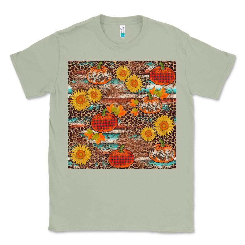 Pumpkin Plaid Sunflower Seamless Min Classic Tee by AdoDesignShop | Teevron