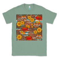 Sage pumpkin plaid sunflower seamless min Classic Tee - AdoDesignShop