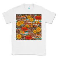 White pumpkin plaid sunflower seamless min Classic Tee - AdoDesignShop
