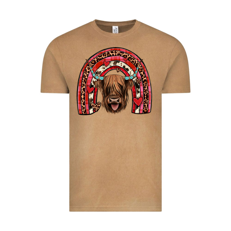 Valentines Highland Cow Rainbow Vintage Tee by JahusDesignShop | Teevron
