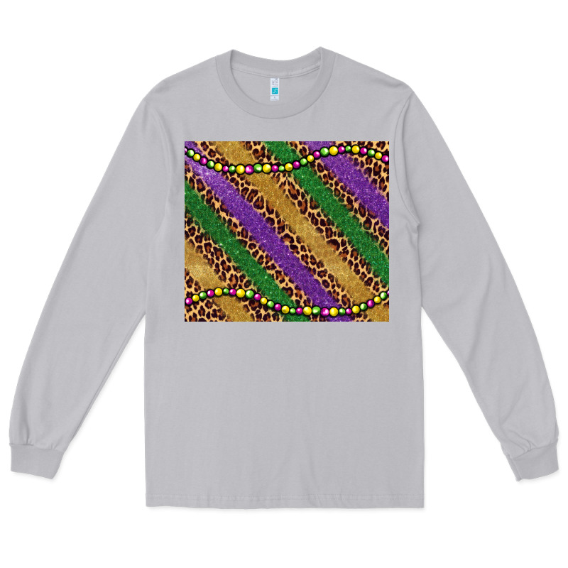 Mardi Gras Leopard Glitter Bead Long Sleeve Tee by BarkalooDesign | Teevron