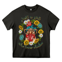 Asphalt just a girl who loves chicken with sunflowers and gemstone Heavy Core Tee - texasbilliewilder