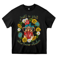 Black just a girl who loves chicken with sunflowers and gemstone Heavy Core Tee - texasbilliewilder